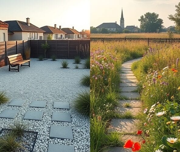 Co wybrać w projektowaniu ogrodów w Błoniu, żwir czy łąkę kwietną?