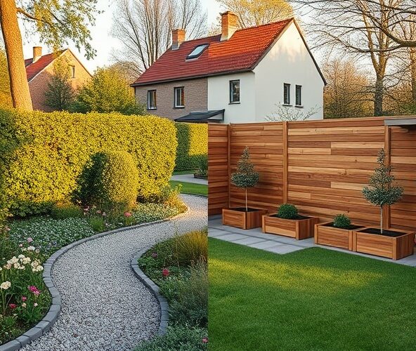 Projektowanie ogrodów w Błoniu: żywopłot czy panel drewniany?