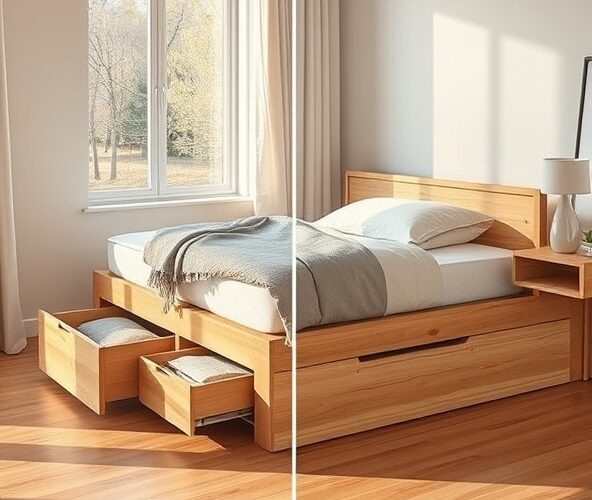 Łóżko drewniane 120×200 bez zagłówka z szufladami czy z pojemnikiem?