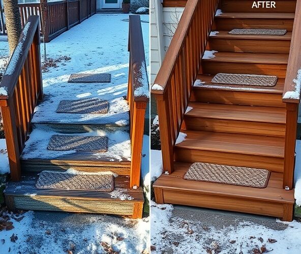 Jak zabezpieczyć schody zewnętrzne drewniane przed śliskością i mrozem?